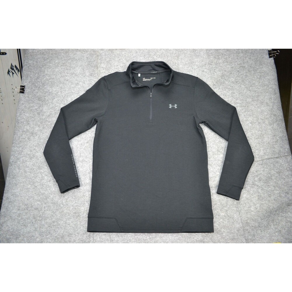 Under Armour Sweatshirt Mens Small Black 1/4 Zip Golf Pullover Loose Fit Solid